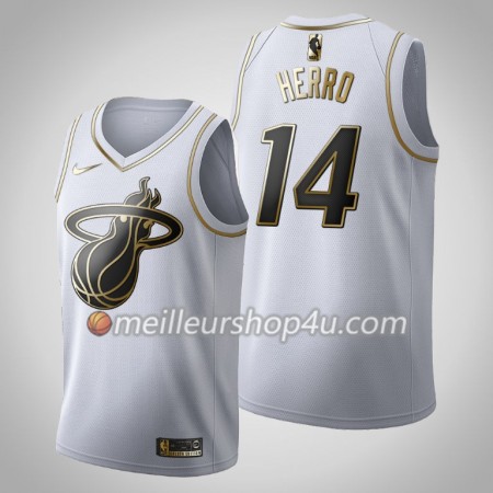 Maillot Basket Homme Miami Heat Tyler Herro 14 2019-20 Nike Blanc Golden Edition Swingman